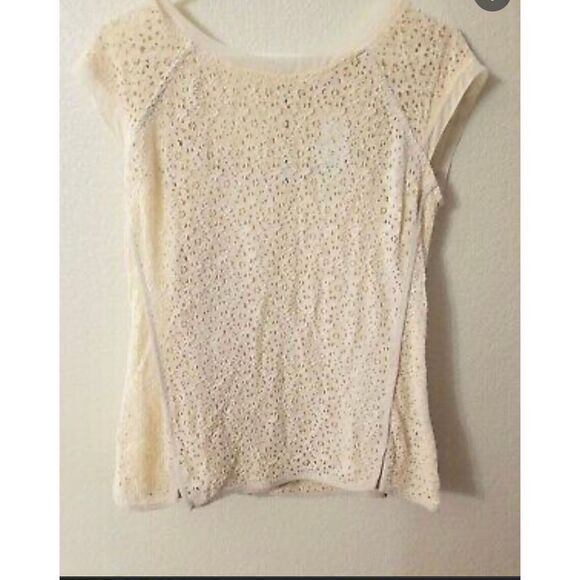 Pixley Yuli Lace Cap Sleeve Blouse Cream  Sm - Picture 1 of 3